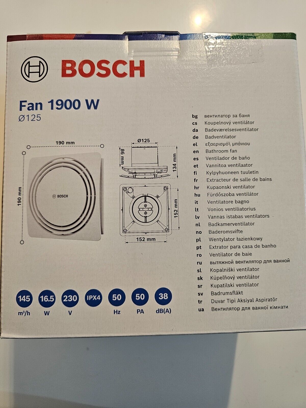 Bosch - Leiser Badlüfter 1900 W125 - mit Lichtschalteraktivierung