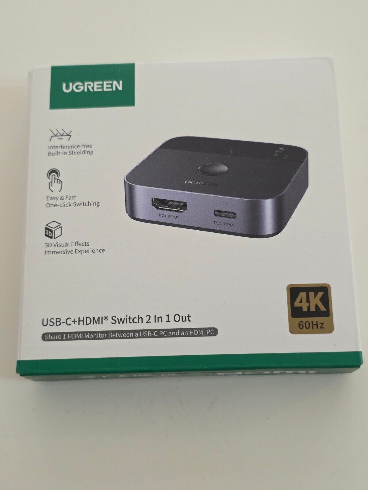 UGREEN 4K HDMI Switch USB C+HDMI 2X1 Splitter Plug & Play
