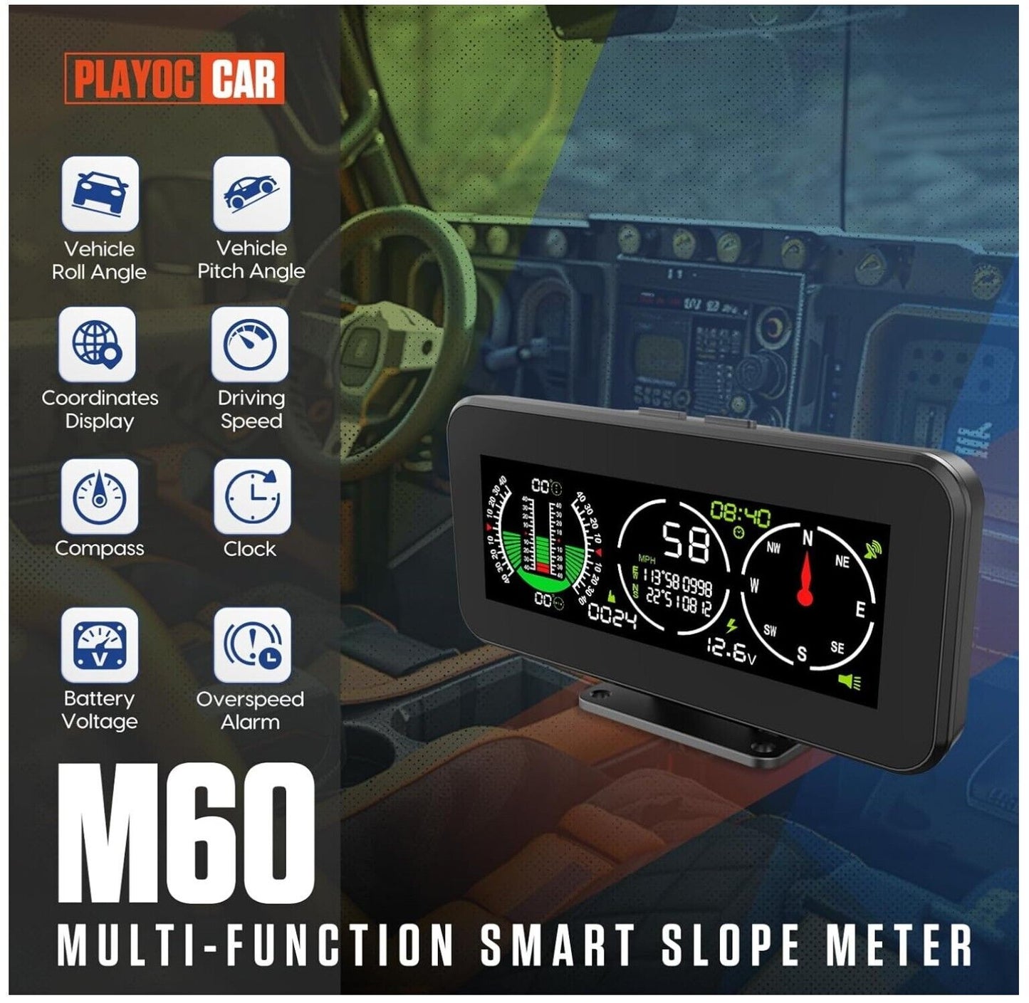 M60 GPS Geschwindigkeits- und Neigungsmesser mit integriertem Mehrachsen-Gyrosko
