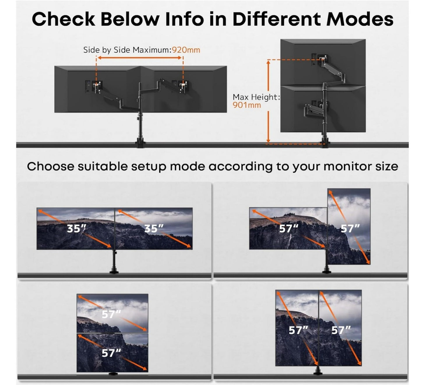 17-57" Monitor Halterung 2 Monitore 20kg VESA 75/100mm