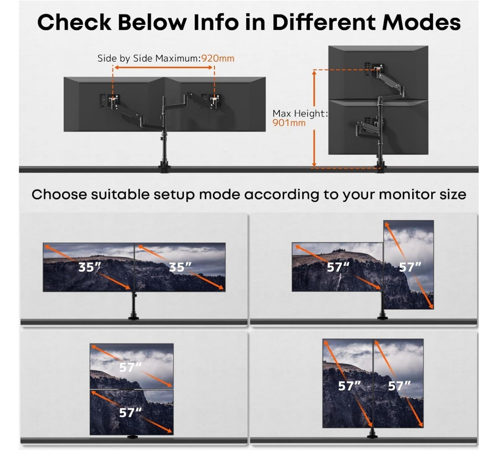 17-57" Monitor Halterung 2 Monitore 20kg VESA 75/100mm