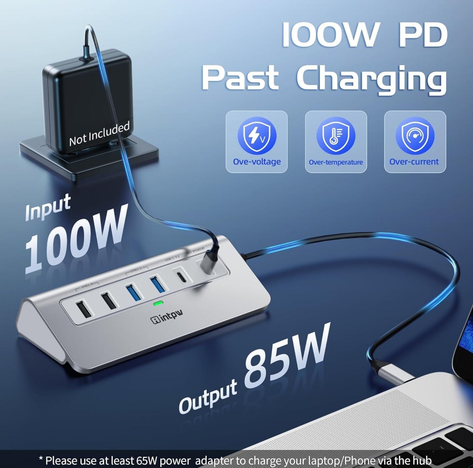 10-in-1 USB-C Hub 4K@60Hz HDMI 100W PD Ethernet SD/TF Schwarz