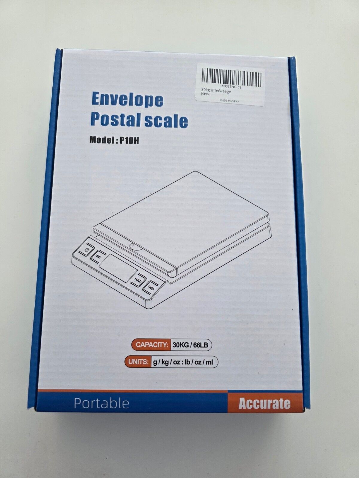 Briefwaage, 30kg/2g Digitale Paketwaage mit Hold Funktion