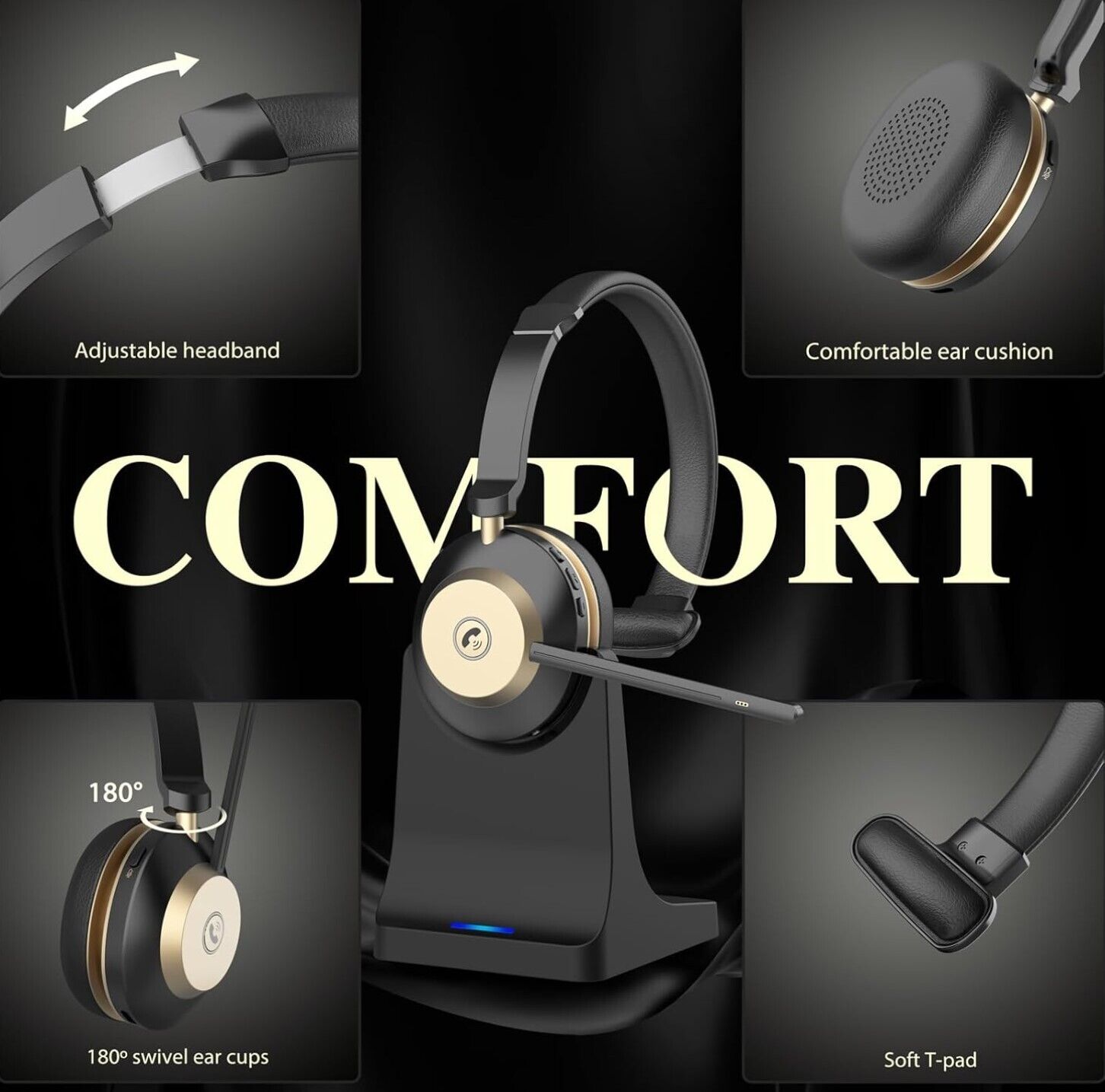 Kopfhörer Mit Mikrofon, Headset Mit Mikrofon 45Hrs,QCC Chip Headset Mit Mikrofon