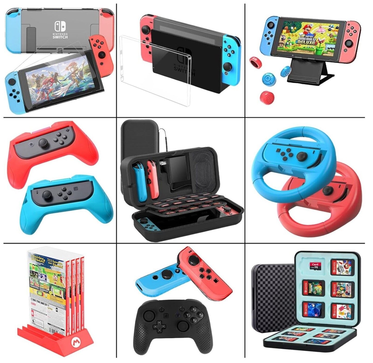 Switch Accesoires, Zubehör für Nintendo Switch, Einschließlich Hülle und Bildsch