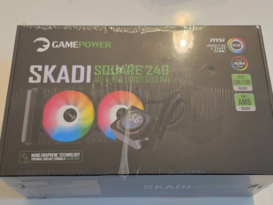 Skadi Square Wasserkühlung, 240mm AIO, Flüssigkeitskühler, 2x ARGB PWM Lüfter, K