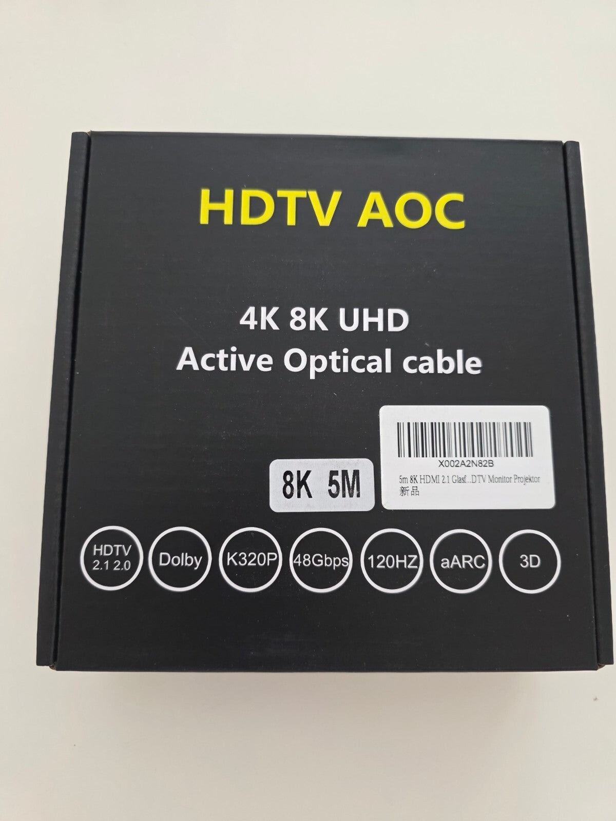 8K HDMI Glasfaserkabel 5m 48Gbps HDMI 2.1 AOC HDR eARC Schwarz