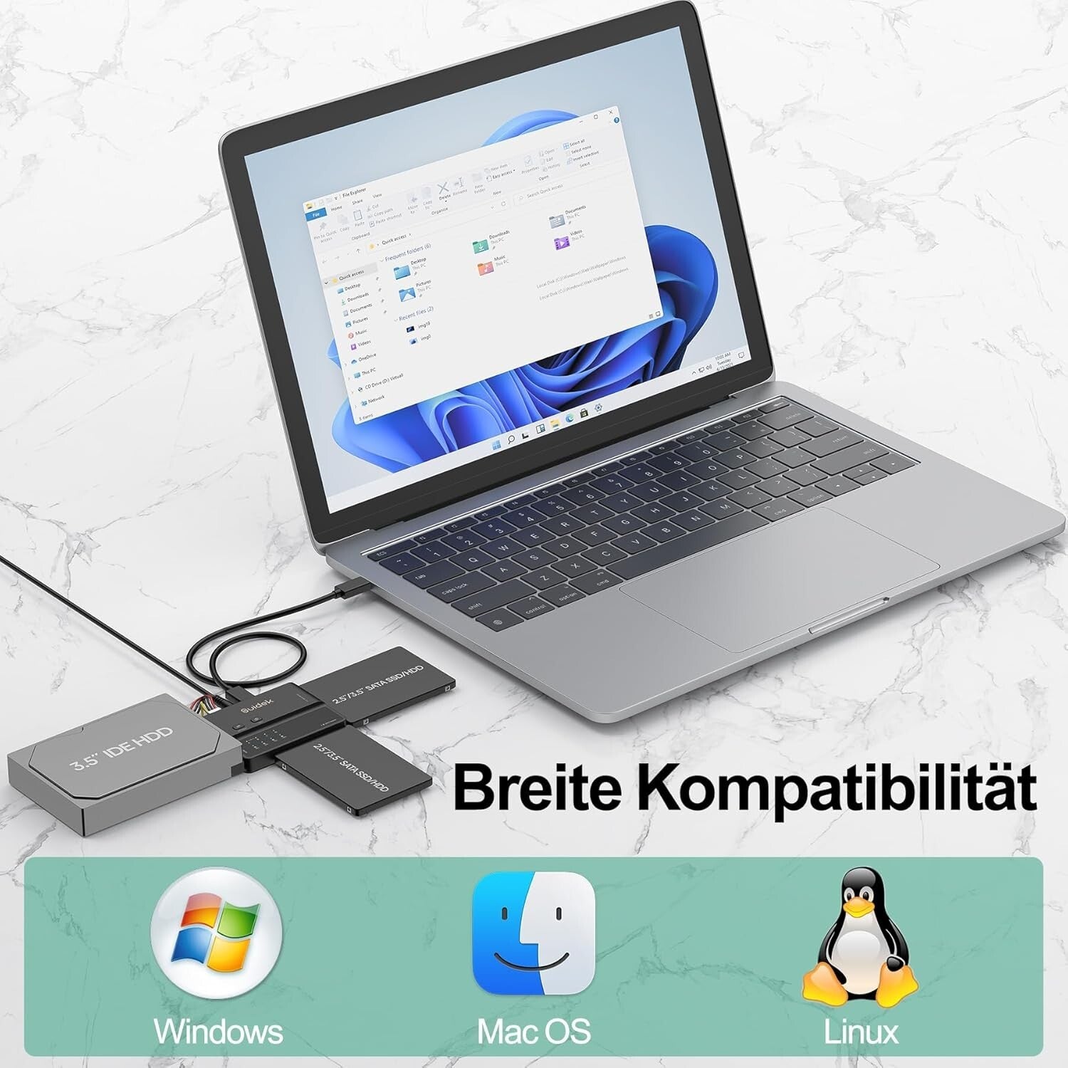 USB 3.0 IDE/SATA Adapter 5Gbps Offline-Klon 2,5"/3,5" HDD/SSD