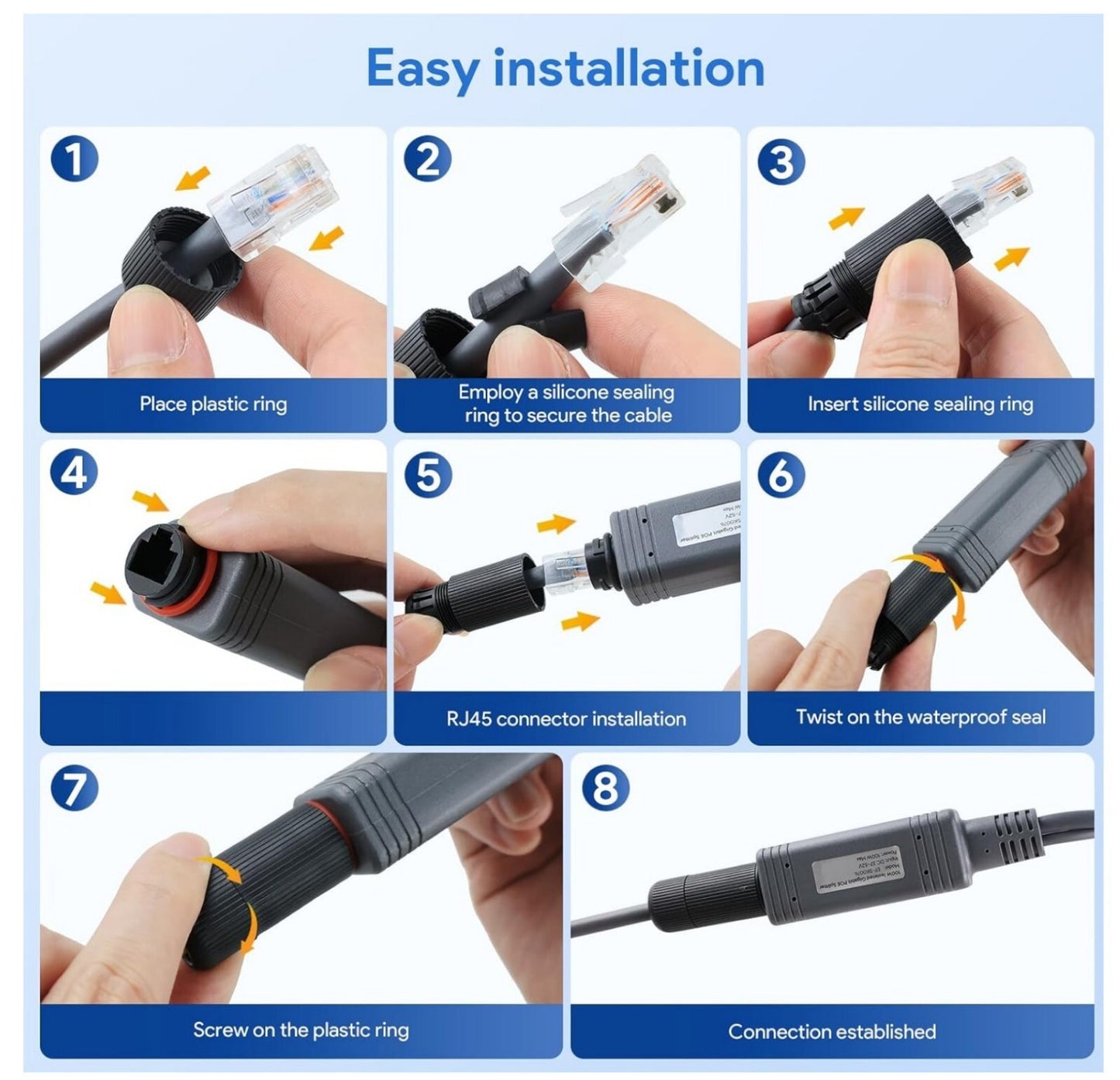 Starlink Mini PoE Injector 150W 12V Ethernet Splitter 48V/3A IP68