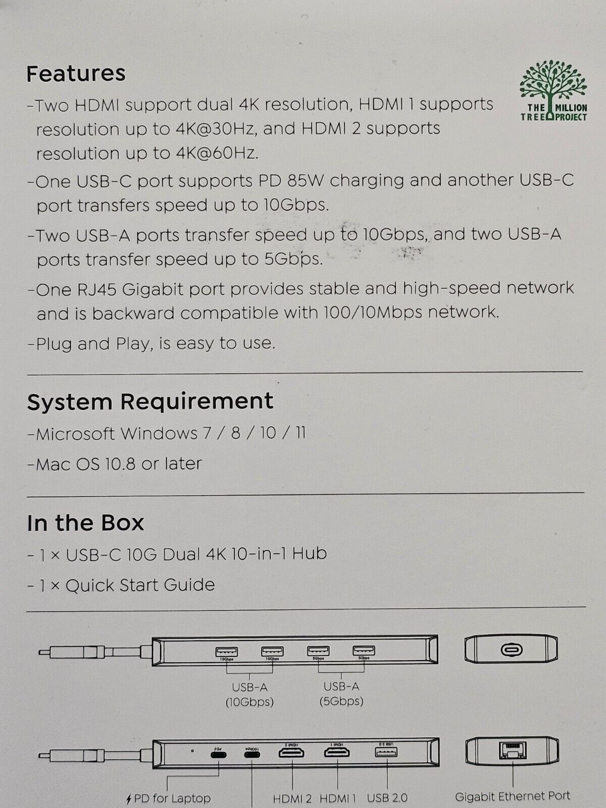 WAVLINK Laptop-Dockingstation, USB-C-Hub, Dual-HDMI, 100 W PD-In für WINDOWS