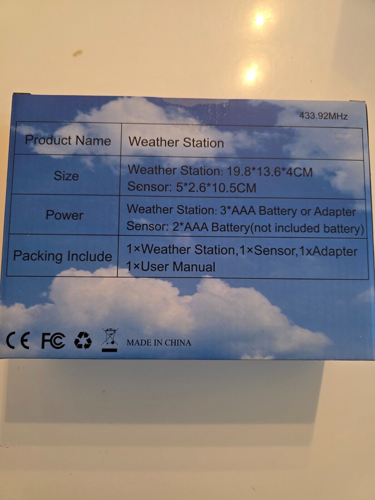 RCC Wetterstation Farb-LCD-Display Innen/Außen Thermometer-Hygrometer mit Wecker