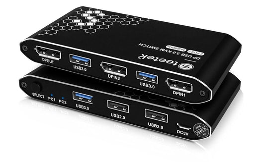 USB3.0 KVM Switch DisplayPort,4K60Hz,DP1.2,Displayport Switch,DP KVM 2 PC 1 Moni
