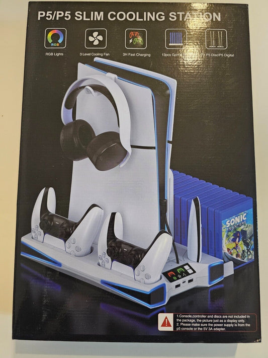PS5 Ständer mit Automatisch Einstellbarer 3-Stufen-Lüfter für PS5 Controller Lad