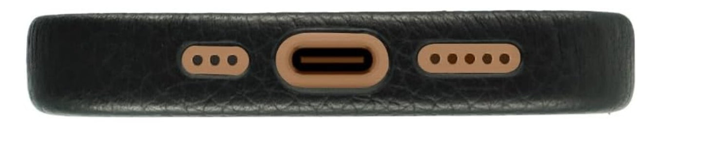Echtleder Schutzhülle iPhone 16 Pro Max Magsafe Schwarz