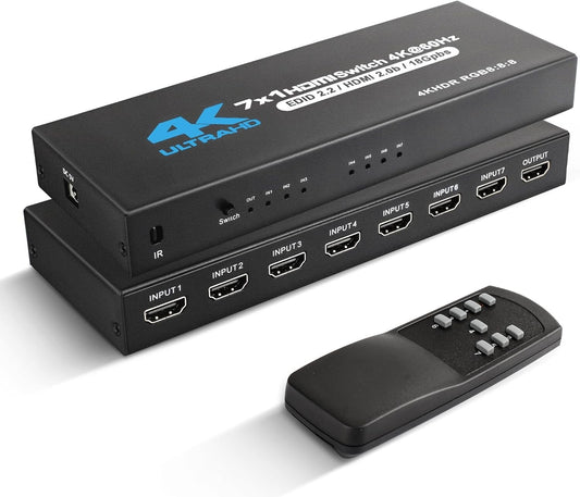 HDMI 2.0 Switch 7x1 4K@60Hz Dolby DTS HDR Fernbedienung  schwarz