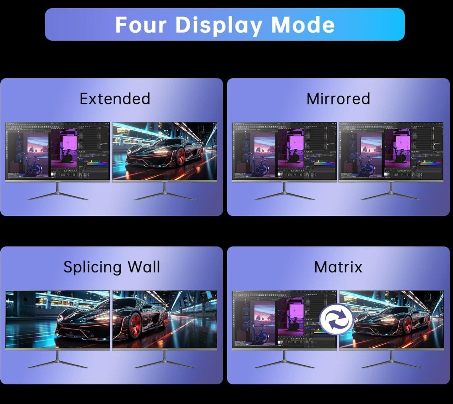 4K@60HZ 1920x1080@144HZ 2560x1440@144HZ HDMI KVM USB 3.0 2 Monitor 2 PC EDID