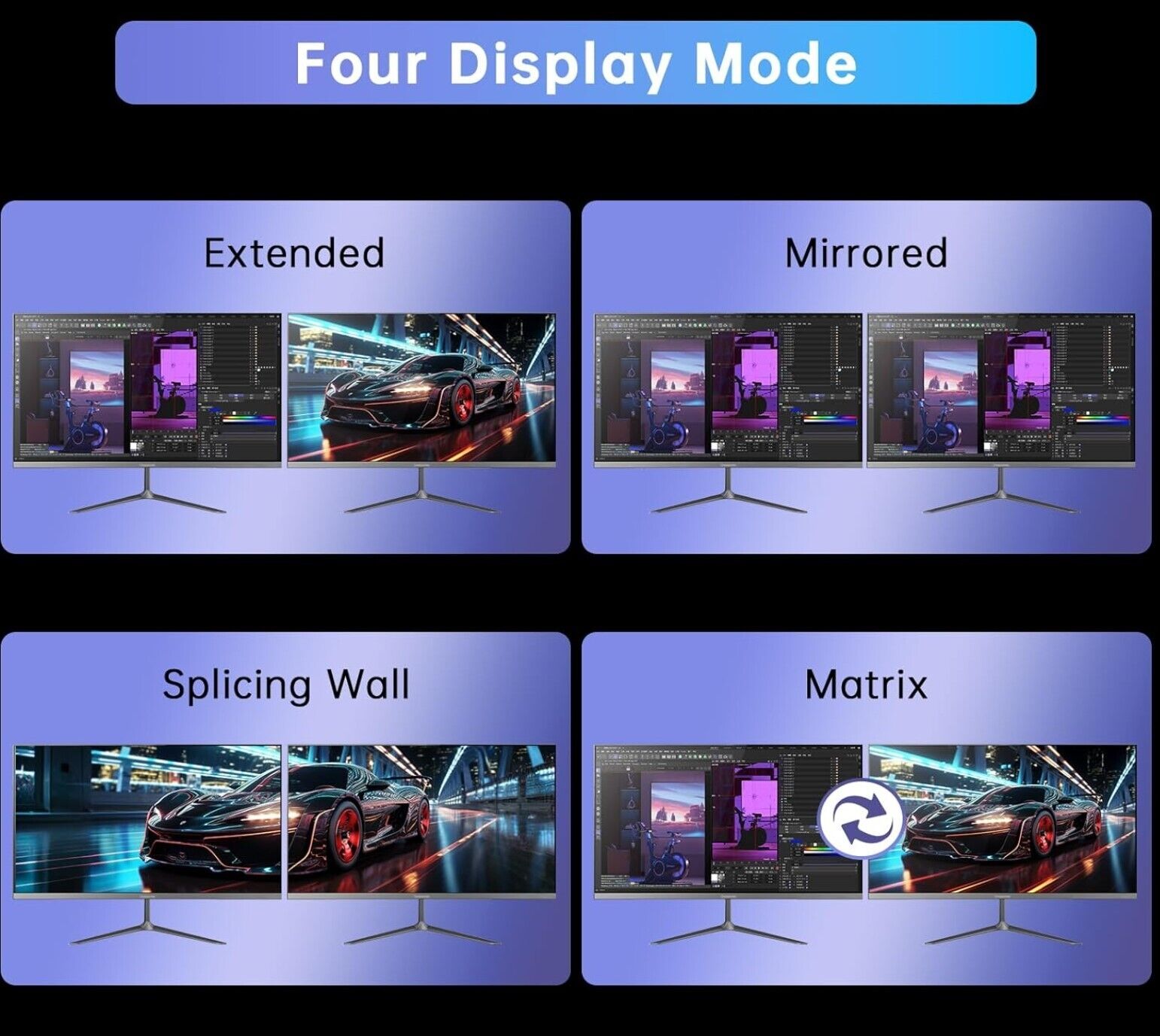 4K@60HZ 1920x1080@144HZ 2560x1440@144HZ HDMI KVM USB 3.0 2 Monitor 2 PC EDID