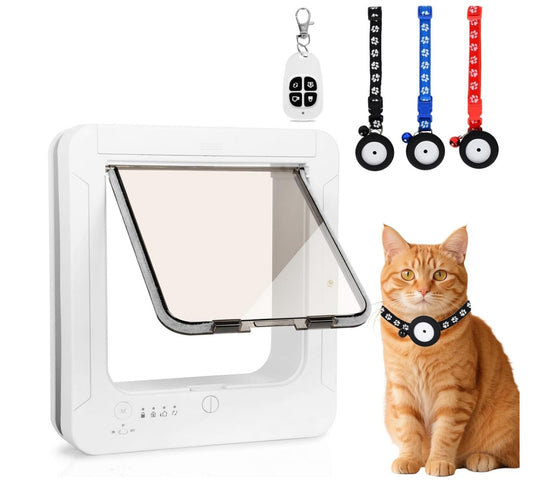 Smart Katzenklappe mit Chiperkennung RFID 3 Schlüssel L Weiß