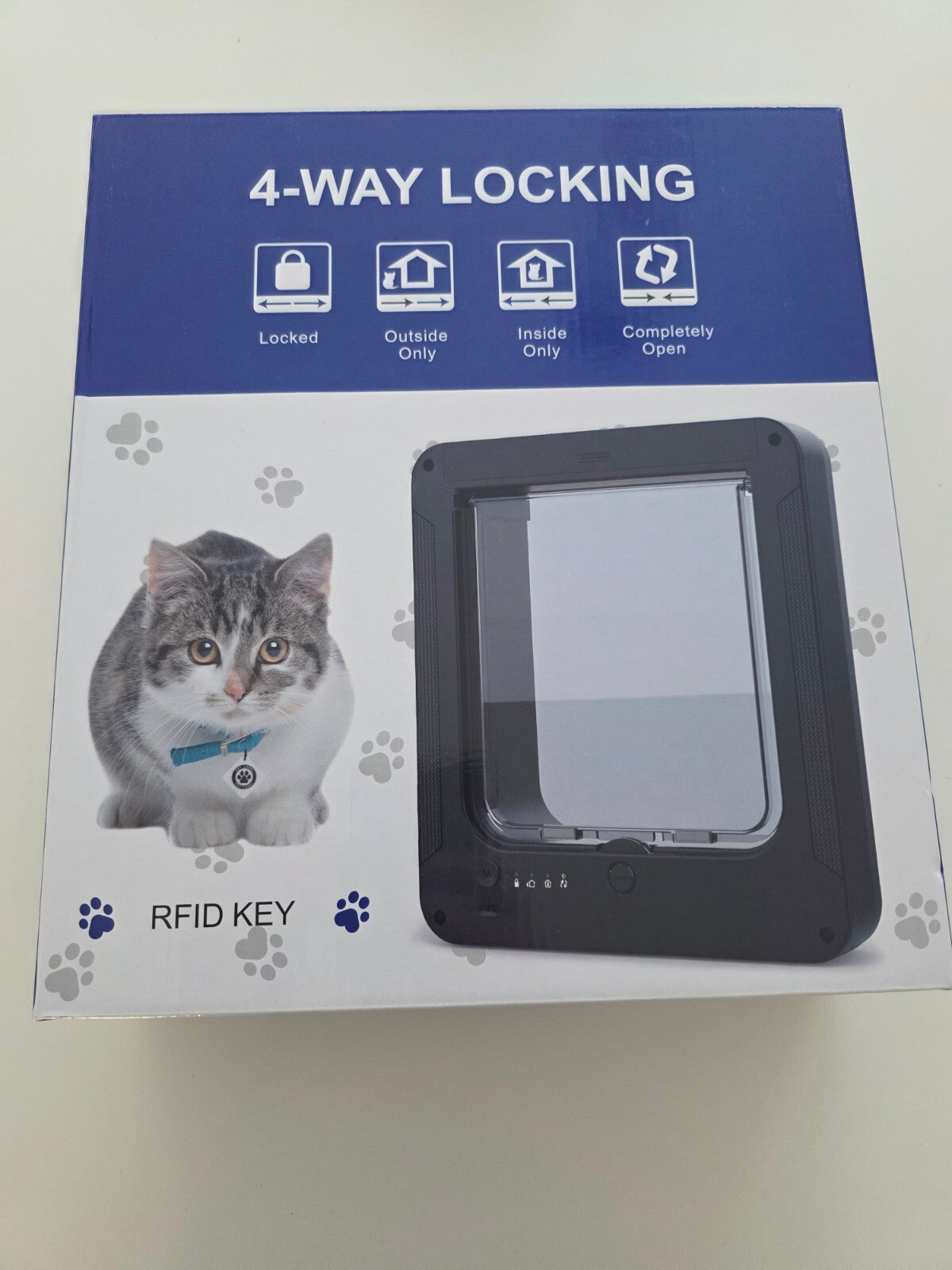 Smart Katzenklappe mit Chiperkennung RFID 3 Schlüssel L Weiß