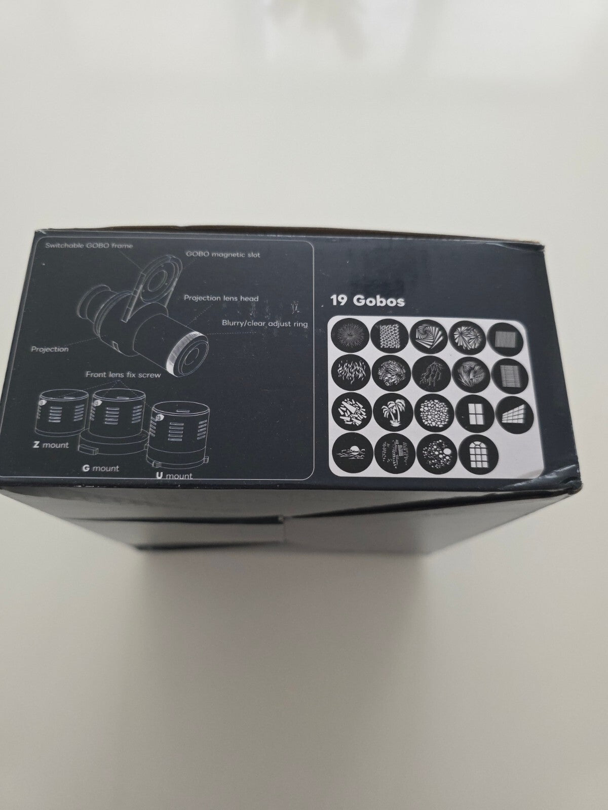 Mini Snoot Projektor Godox/Smallrig/Ulanzi 19 Gobos Silbergrau