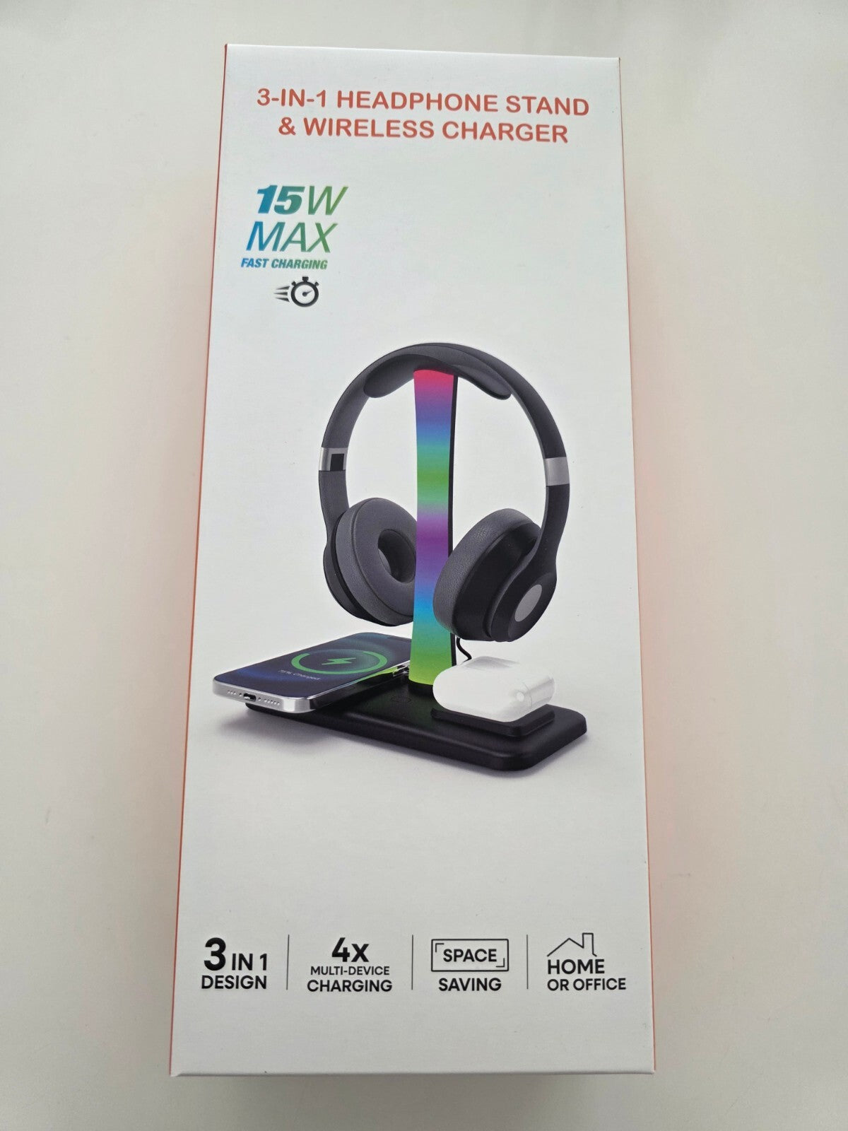 Kopfhörerständer mit Wireless Charger, RGB-Licht, AirPods Max & iPhone/Samsung k