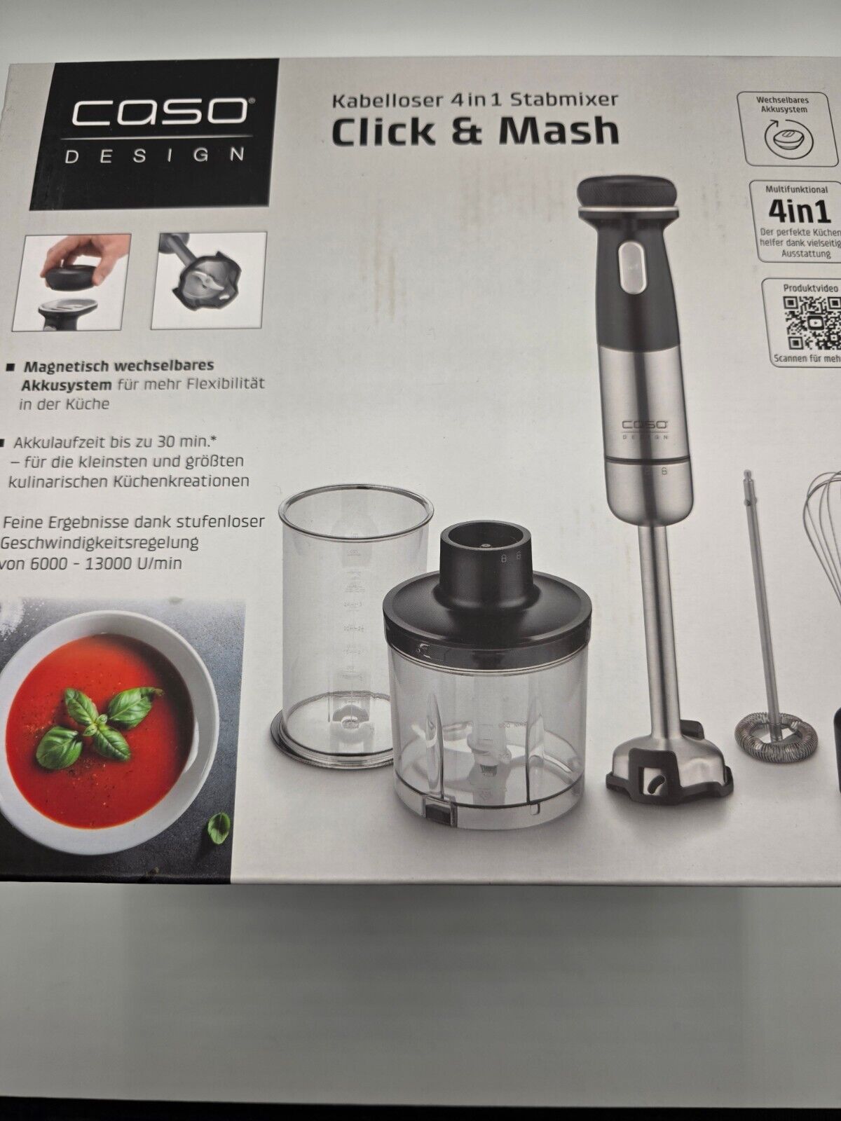 4in1 Stabmixer-Set kabellos, Pürierer bis 13.000 U/min