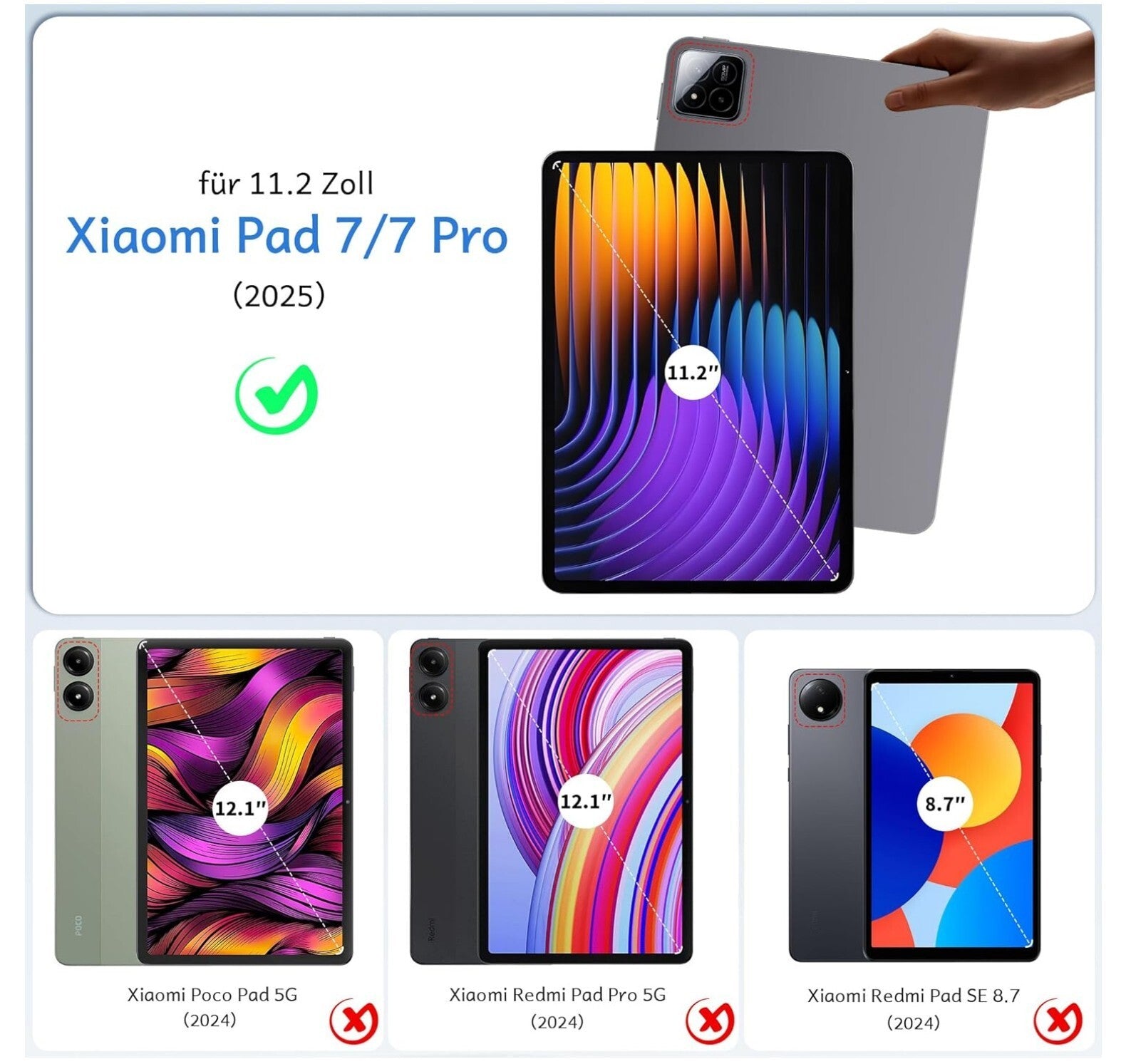 Tastatur Hülle für Xiaomi Mi Pad 7/7 Pro 11.2" 2025 QWERTZ Touchpad