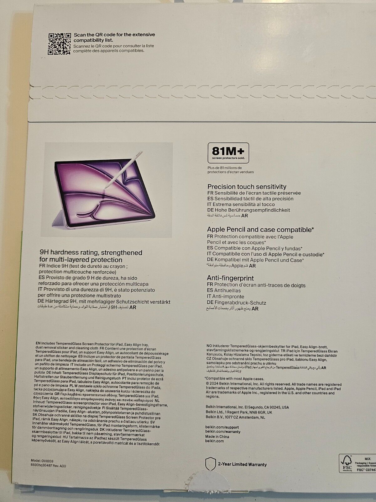 ScreenForce TemperedGlass Displayschutzfolie für iPad Air, 13", Schutzfolie mit