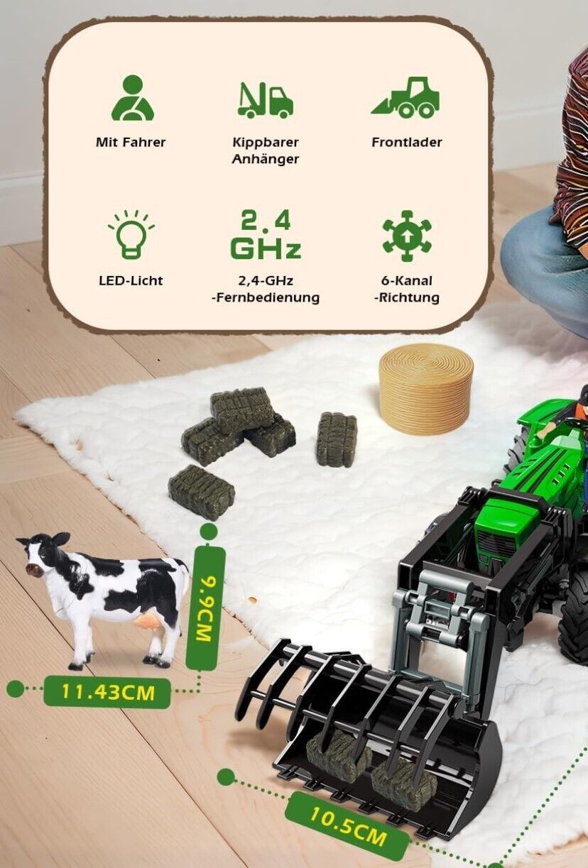 RC Traktor Spielzeug 2.4 GHz Ferngesteuerter Traktor Ferngesteuert Kuh, Schaf un