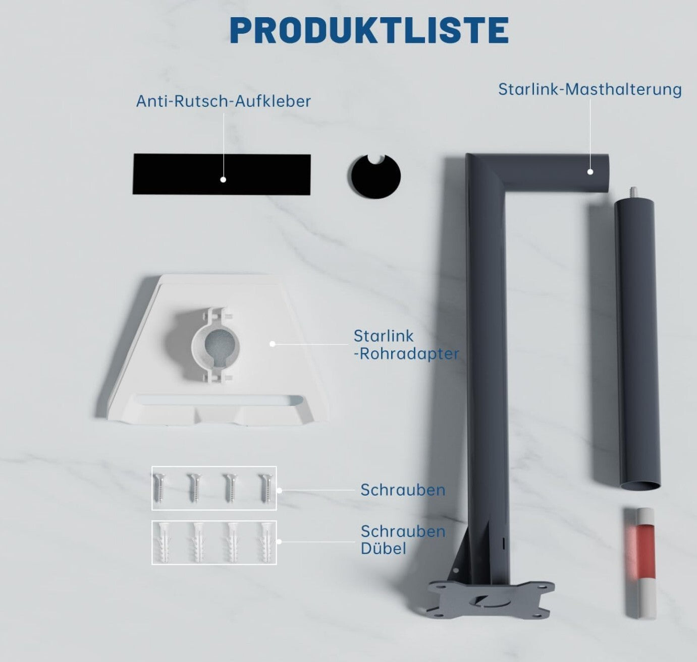 Starlink Gen 3 Wandhalterung V3 Lang Pole Mount Grau