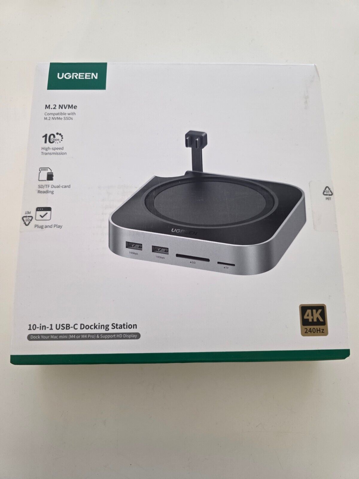 Mac Mini M4 Dock 4K DisplayPort, 10Gbps USB, M.2 SSD, SD/TF grau