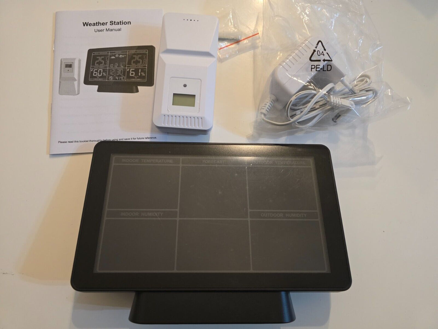 RCC Wetterstation Farb-LCD-Display Innen/Außen Thermometer-Hygrometer mit Wecker
