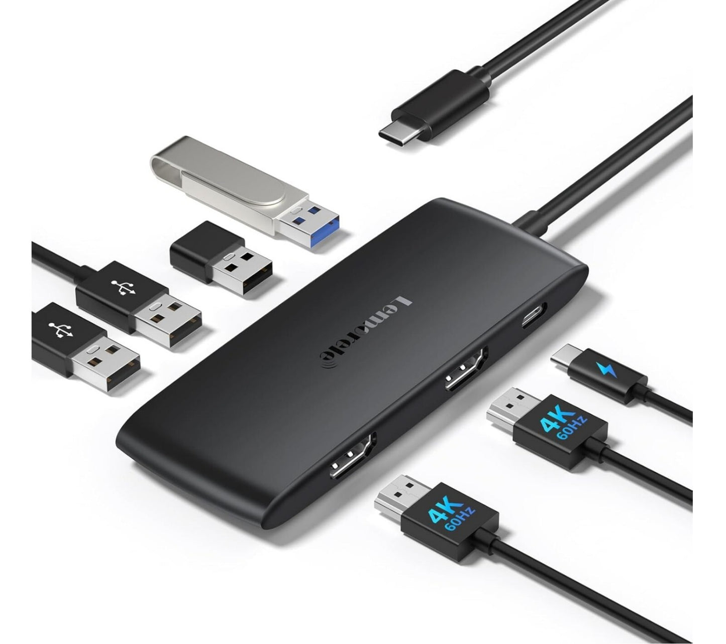 USB-C Hub 8in2 für MacBook M4/M3/M2/M1, 4K HDMI, Thunderbolt 3, SD/TF
