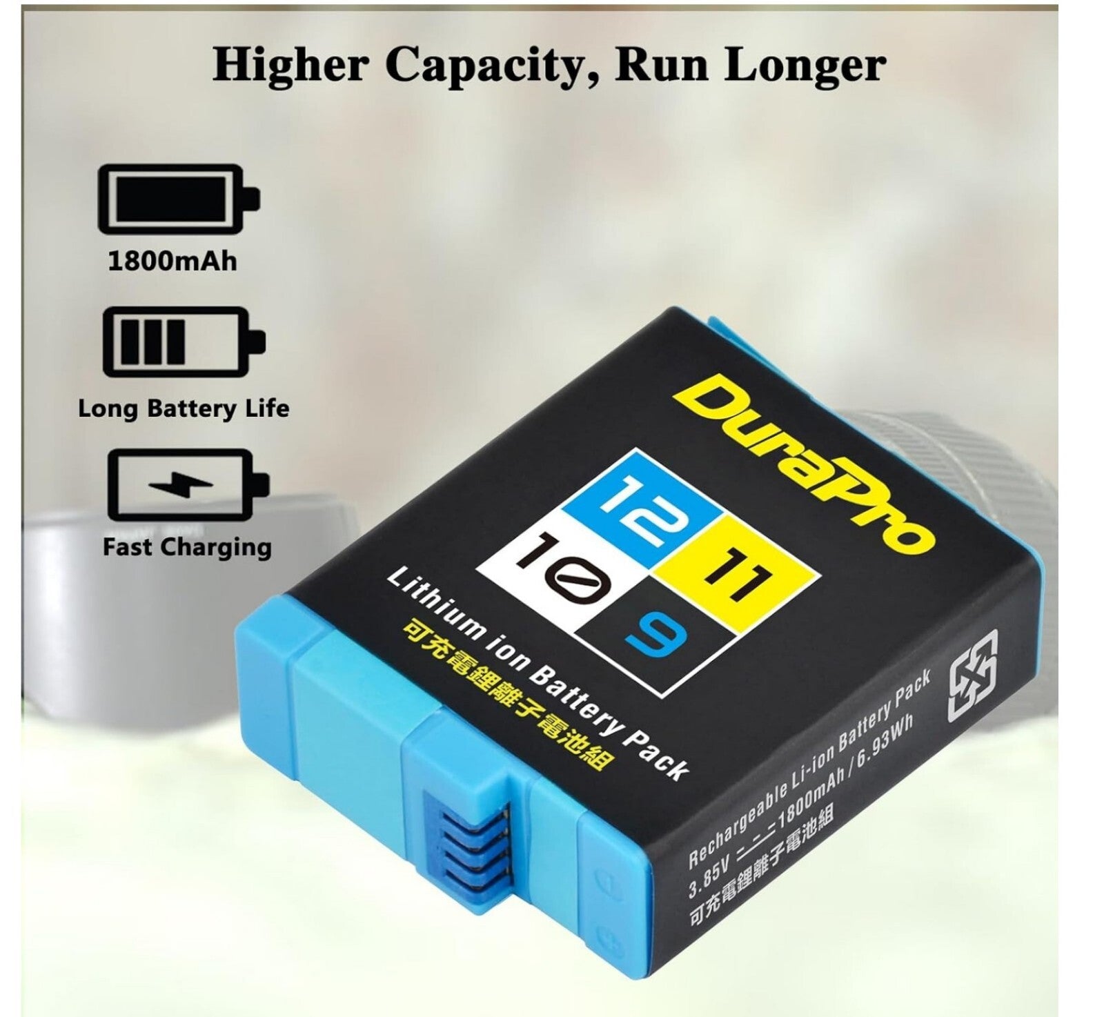 2x 1800mAh Akku + 3-Slots USB-C Ladegerät für GoPro Hero 12/11/10/9