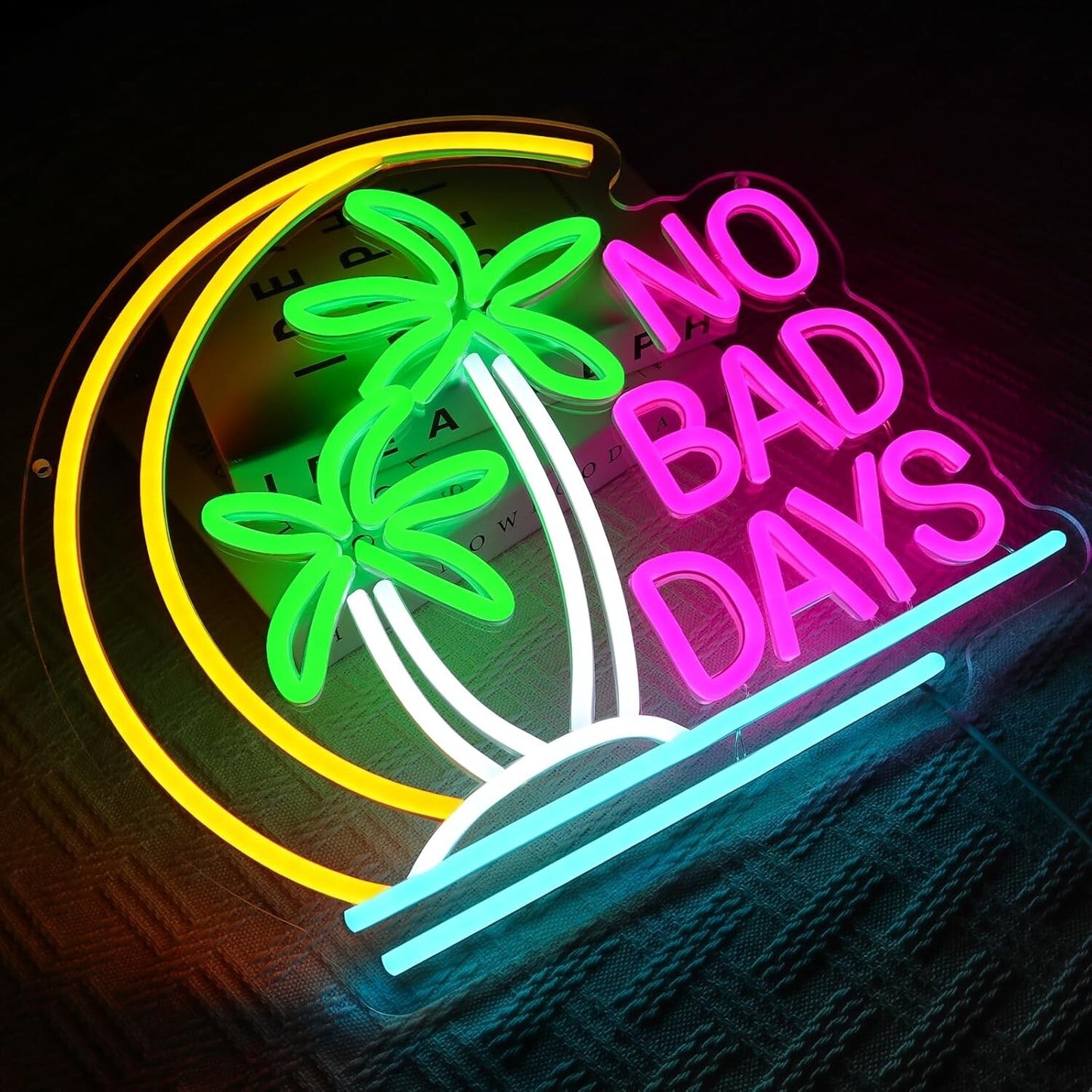 No Bad Days Neon Schild Tropic Palme LED Leuchtreklame 36x32cm USB