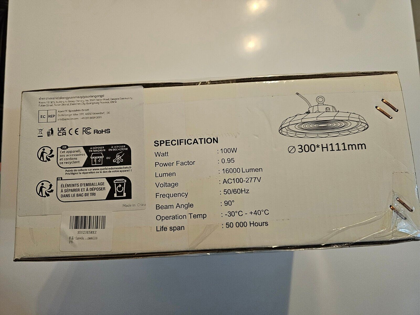 100W LED-Hochleistungsbeleuchtung, 16000lm, 29cm Durchmesser, energiesparend (10