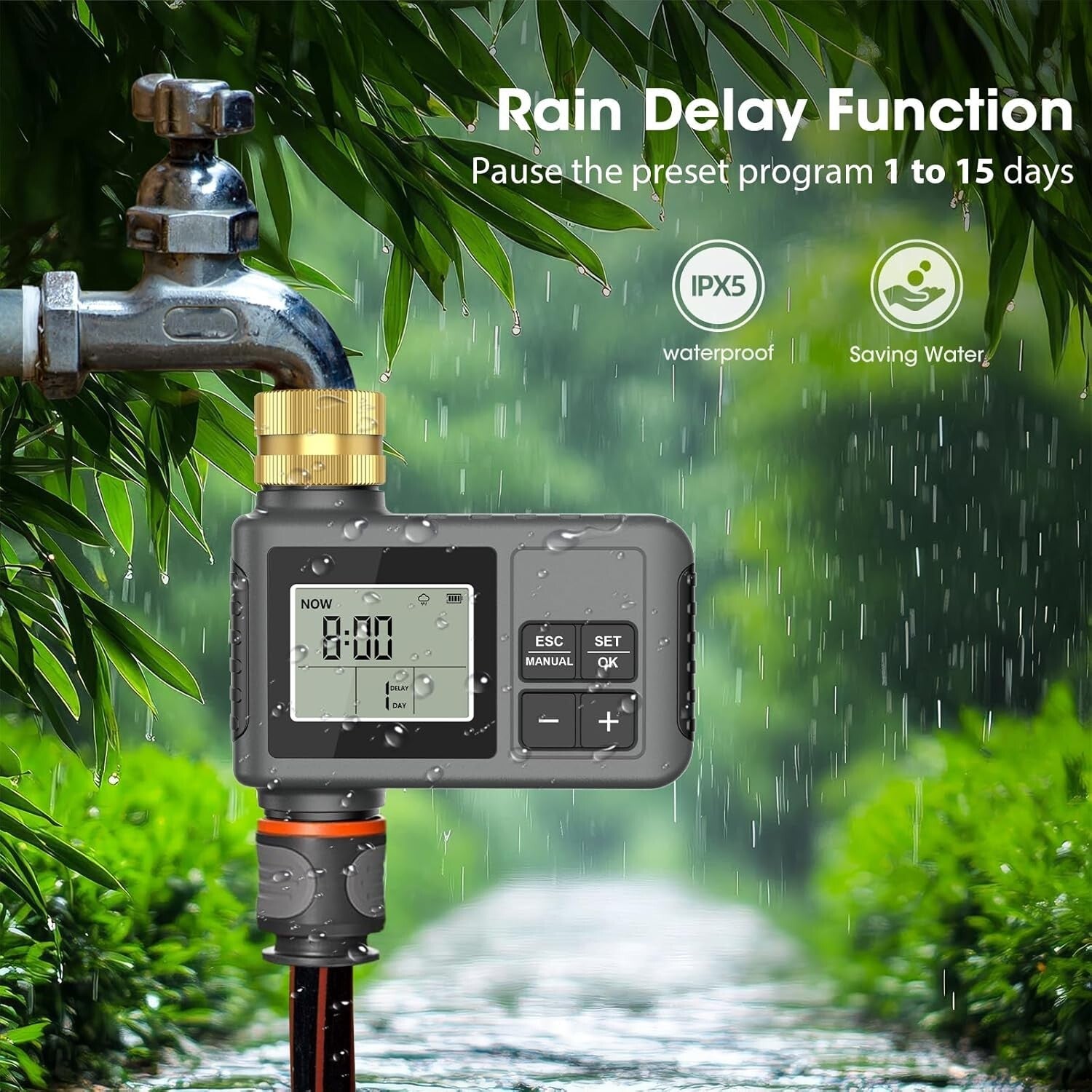 Gartenschlauch-Timer Sprinkler mit Regenverzögerung 1 Auslass