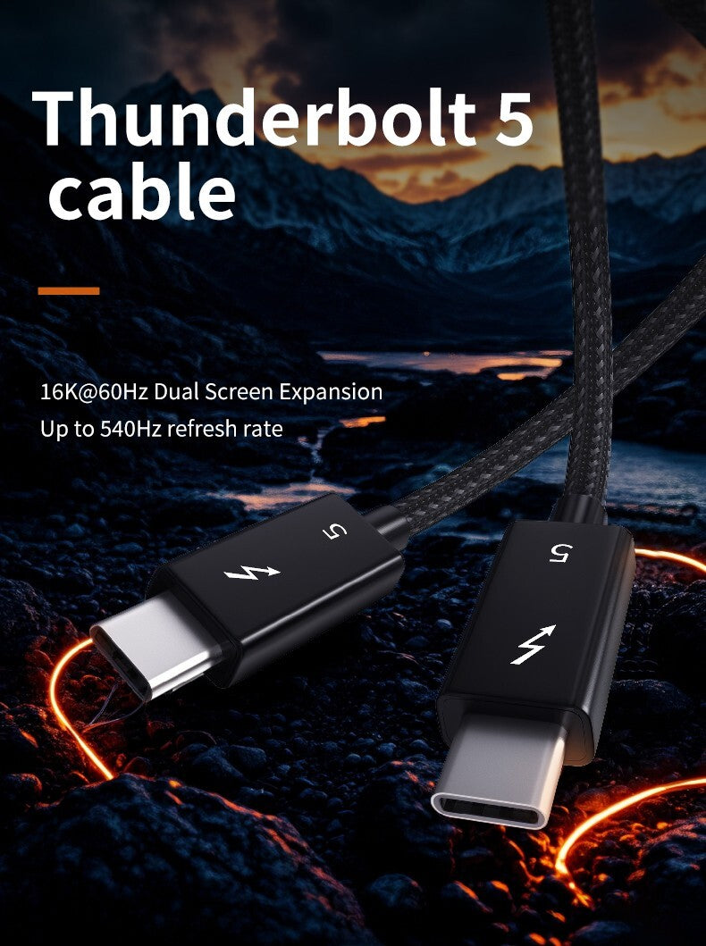 Thunderbolt 5 USB-C 80Gbit/s 16K@60Hz  8K@60Hz 4K@120Hz 240W PD Schnellladekabel