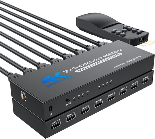 HDMI 2.0 Switch 7x1 4K@60Hz HDR Fernbedienung Schwarz