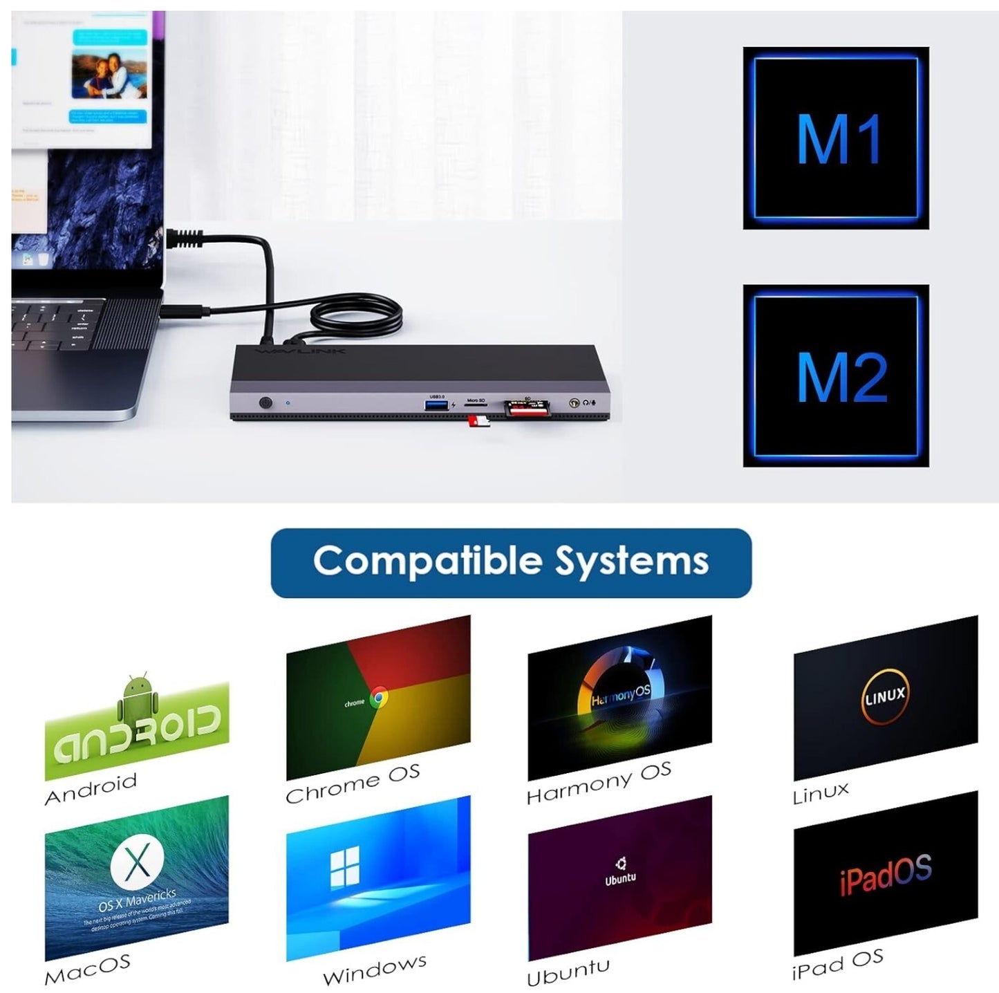 WAVLINK USB-C Docking Station 130W Triple Display HDMI DP Ethernet