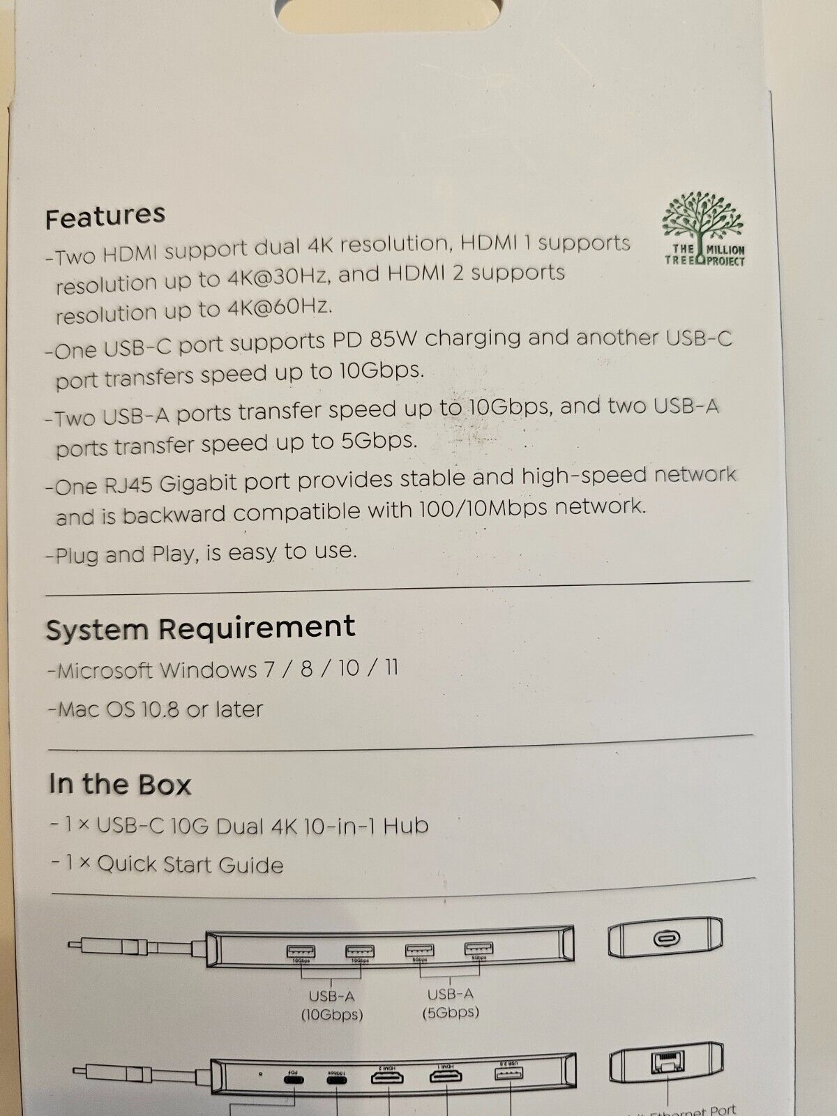 WAVLINK Laptop-Dockingstation, 10 G, USB-C-Hub, mit Dual-HDMI, 100 W PD-In, 10 G