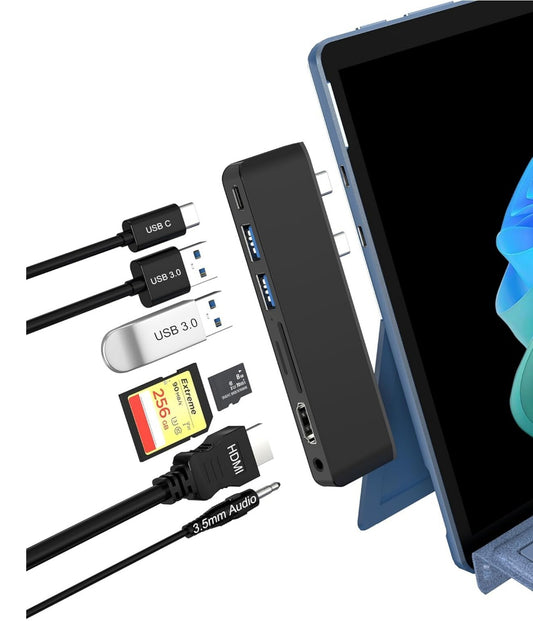 7-in-1 Surface Pro 11/10/9/X Hub 8K Thunderbolt 4K HDMI