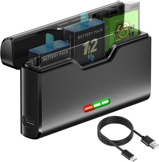 3-Kanal Ladegerät für GoPro Hero 12-5 mit TF-Speicher