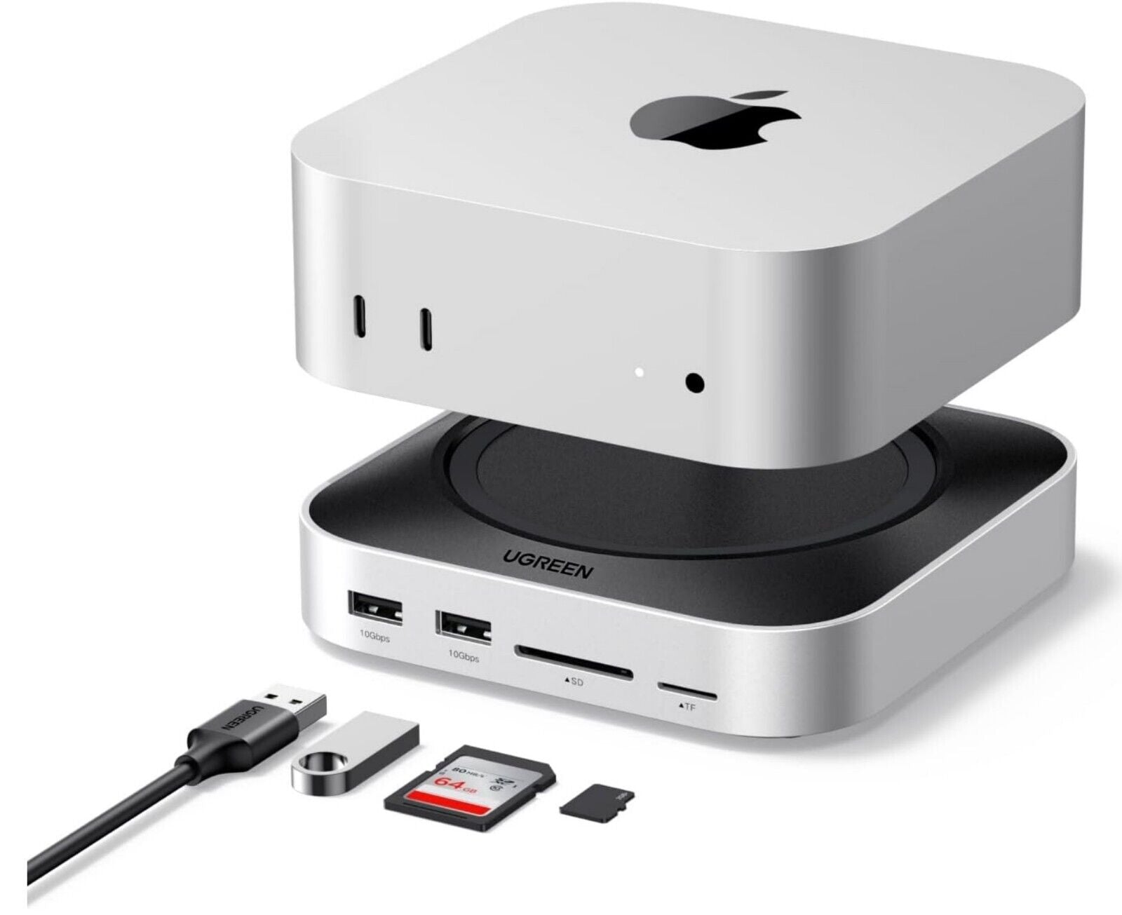 Mac Mini M4 Dock 4K DisplayPort, 10Gbps USB, M.2 SSD, SD/TF grau