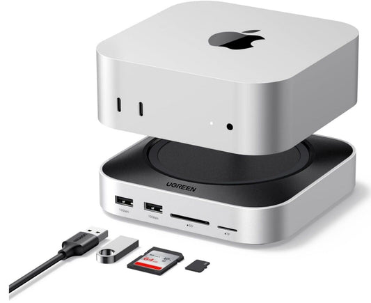 Mac Mini M4 Dock 4K DisplayPort, 10Gbps USB, M.2 SSD, SD/TF grau