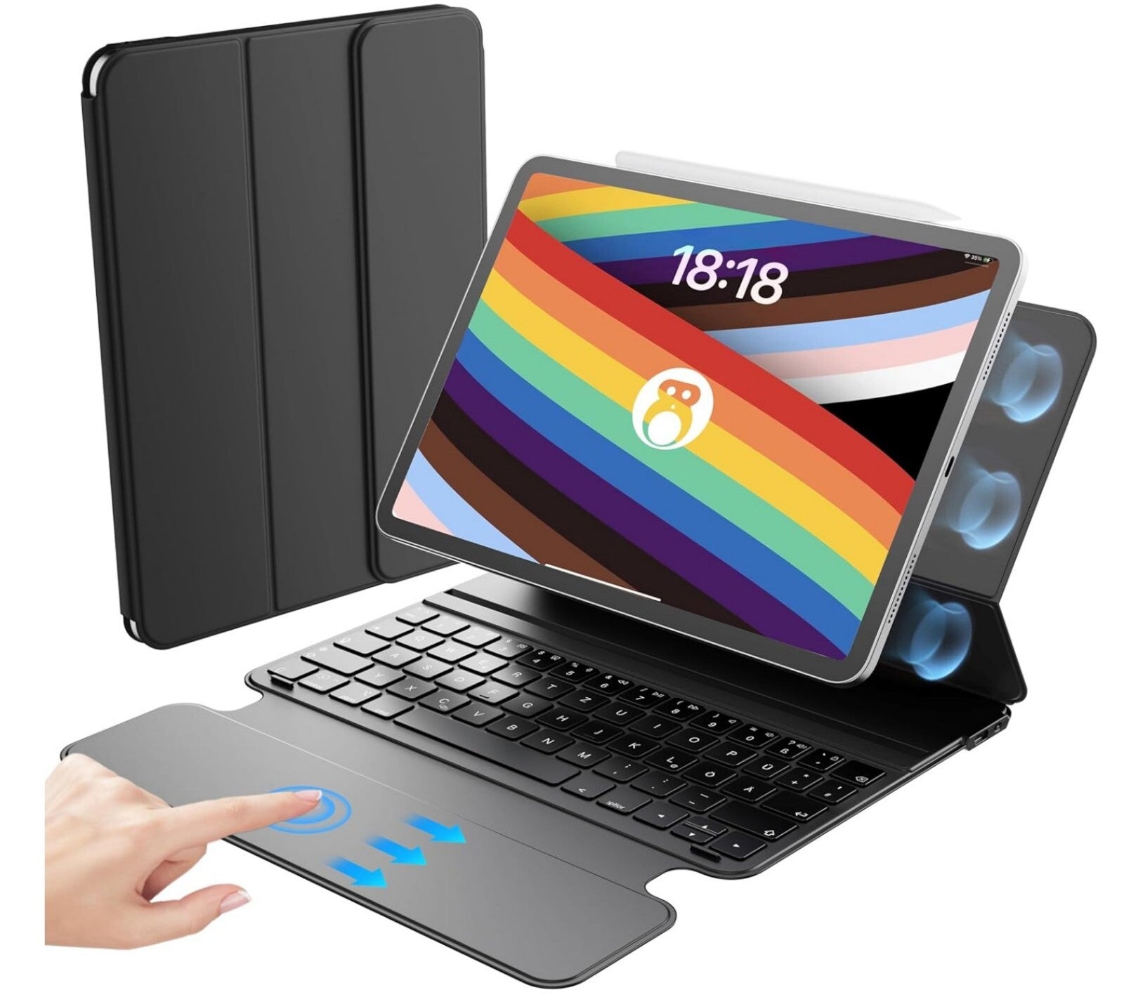 Tastatur iPad Air 11" M2/M3 Pro 11" Ultradünn Trackpad QWERTZ