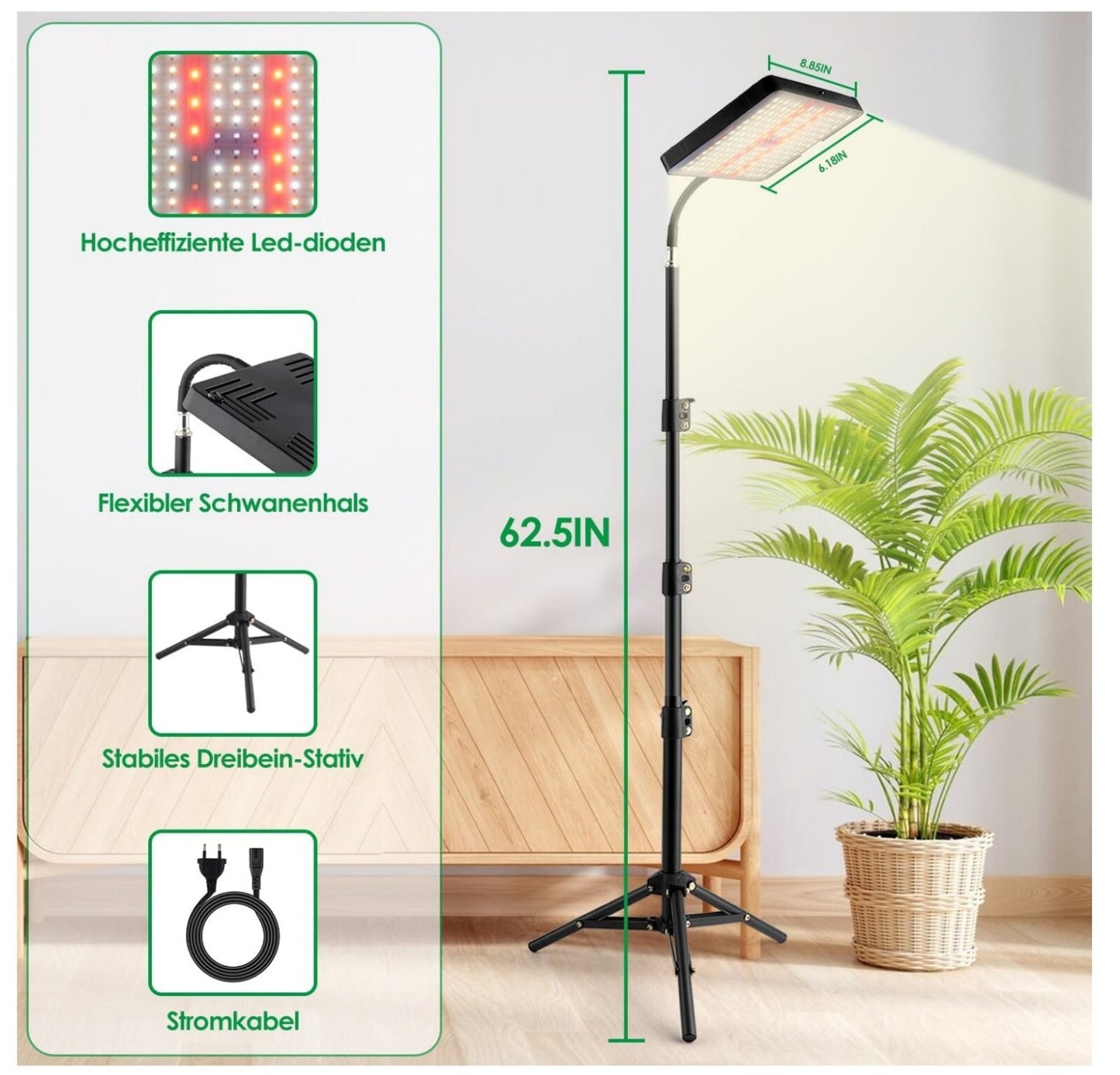 LED Grow Lampe 3700 Lumen Vollspektrum 226 Chips Fernbedienung Timer