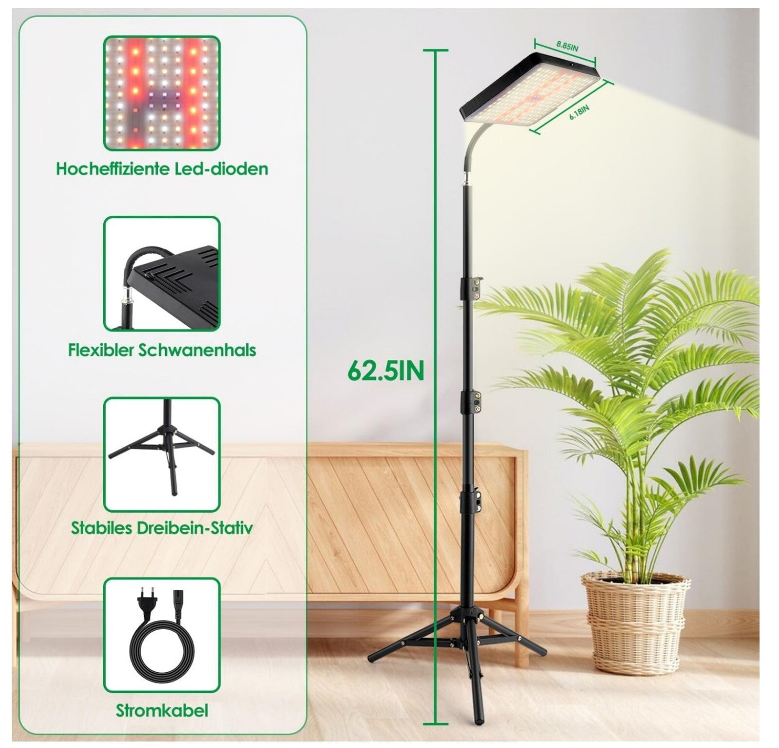 LED Grow Lampe 3700 Lumen Vollspektrum 226 Chips Fernbedienung Timer