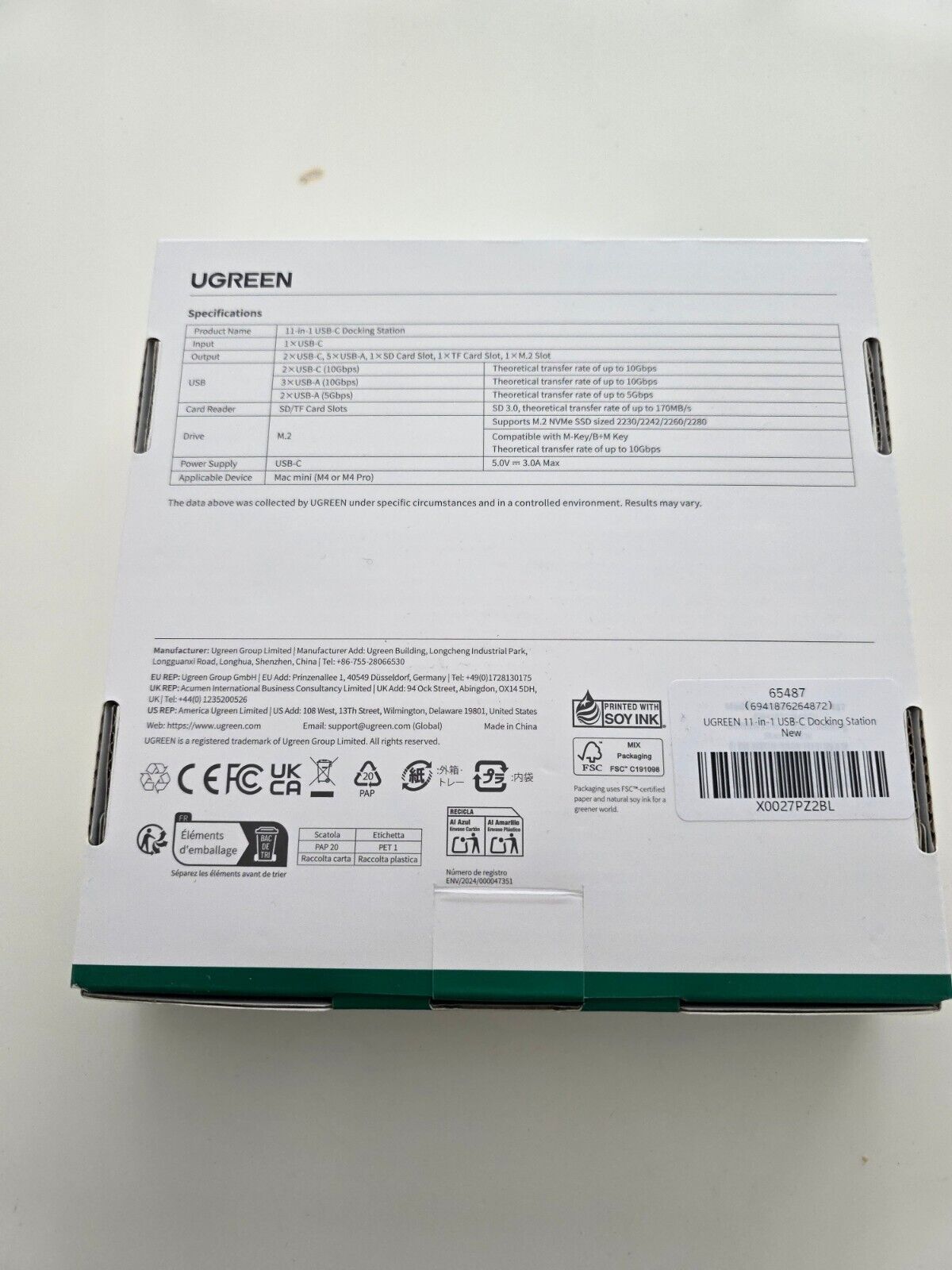 Mac Mini M4 Dock USB C Hub mit M.2 NVMe SSD 7 Ports Grau