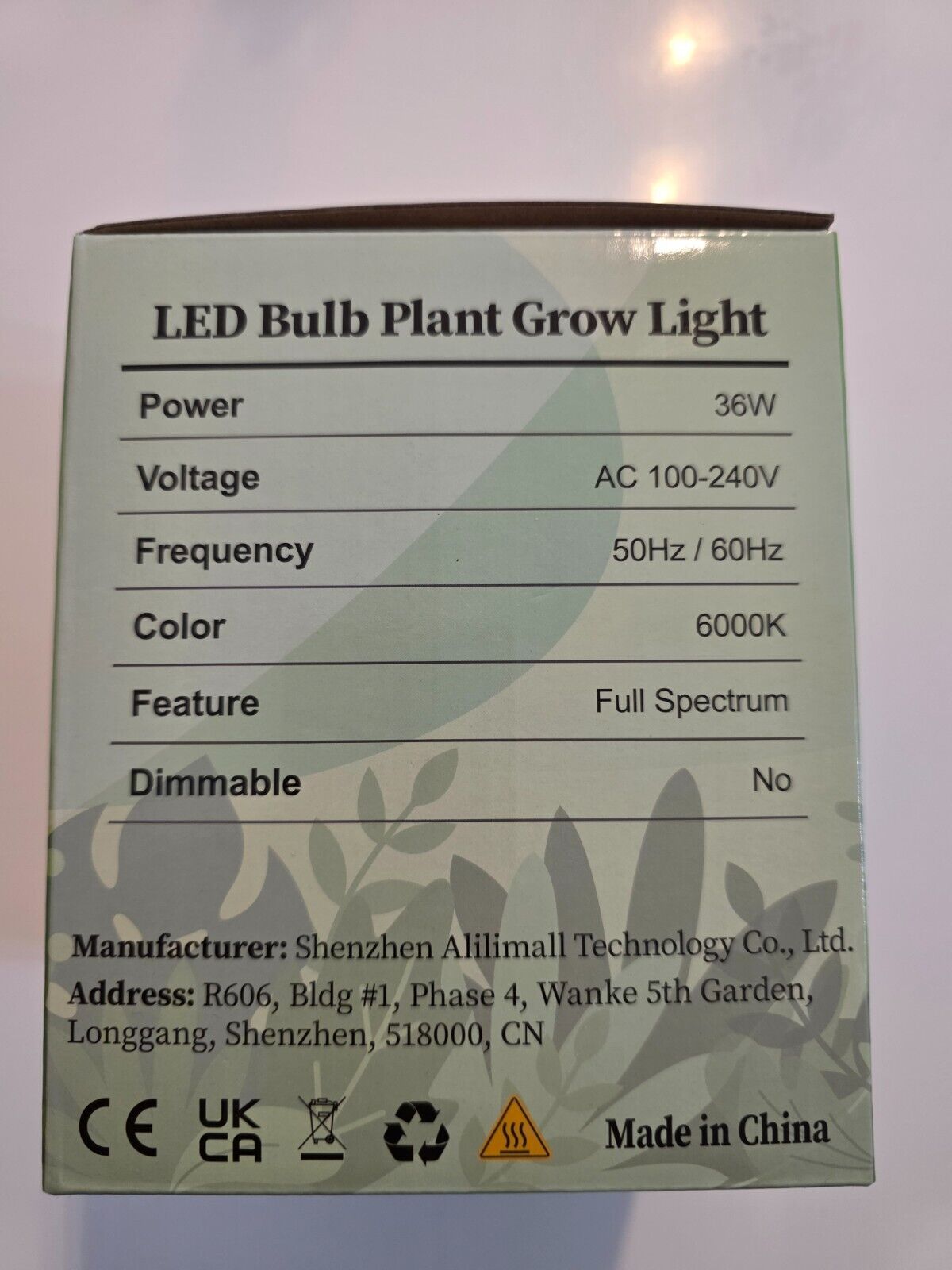 36W LED Pflanzenlampe - Vollspektrum, 6000K, Weiß